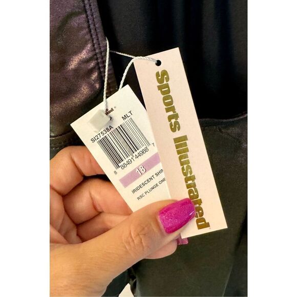 NWT Sports Illustrated Rebel Plunge Iridescent One Piece Swimsuit Size 18 - Picture 4 of 10